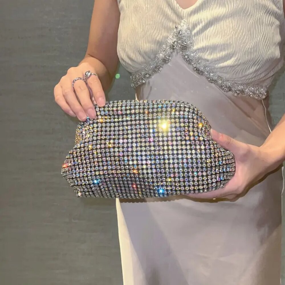 NEW Gorgeous AB rhinestone clutch/shoulder evening bag - Picture 3 of 4